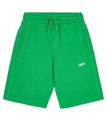 Off-White Kids Logo printed cotton jersey shorts