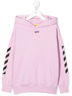 Off-White Kids logo pullover hoodie - Pink
