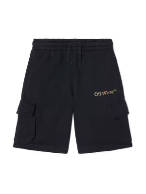 Off-White Kids Logo Sketch track shorts - Black