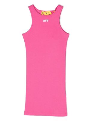 Off-White Kids logo-stamp racerback vest dress - Pink