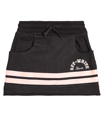 Off-White Kids Logo striped cotton jersey skirt