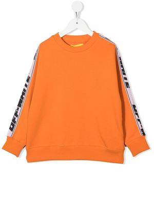 Off-White Kids logo-tape crew-neck sweatshirt - Orange