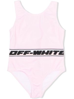 Off-White Kids logo-tape detailing swimsuit - Pink