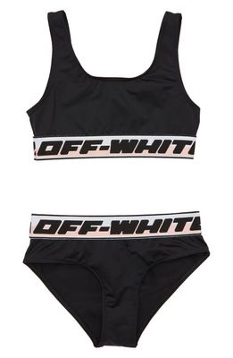 Off-White Kids' Logo Two-Piece Swimsuit in Black Black