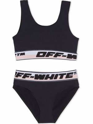 Off-White Kids logo-waistband bikini set - Black