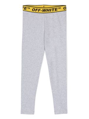 Off-White Kids logo-waistband cotton leggings - Grey