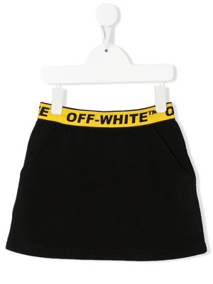 Off-White Kids logo-waistband cotton skirt - Black