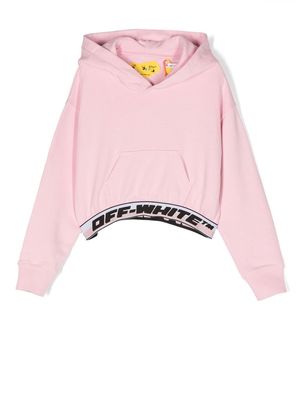 Off-White Kids logo-waistband detail hoodie - Pink