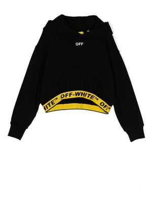 Off-White Kids logo-waistband hoodie - Black