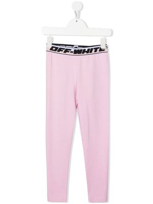 Off-White Kids logo-waistband leggings - Pink
