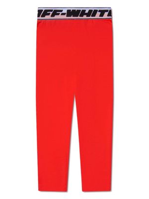 Off-White Kids logo-waistband low-rise leggings - Red
