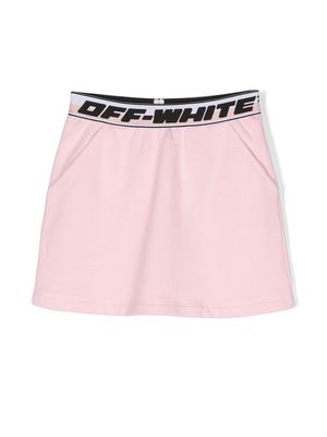 Off-White Kids logo-waistband skirt - Pink