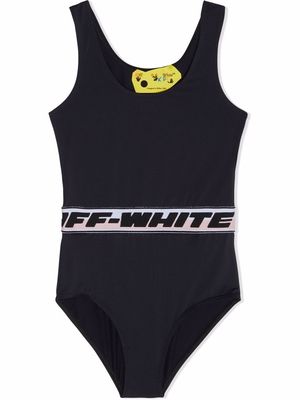 Off-White Kids logo-waistband swimsuit - Black