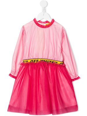 Off-White Kids logo-waistband tulle dress - Pink