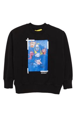Off-White Kids' Monster Lisa Cotton Graphic Sweatshirt in Black Blue