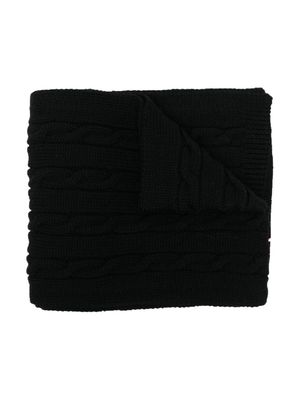 Off-White Kids Off Cable virgin wool scarf - Black