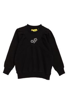 Off-White Kids' Off Crystal Logo Sweatshirt in Black Crystal