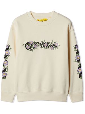 Off-White Kids Off Flowers organic cotton sweatshirt - Neutrals