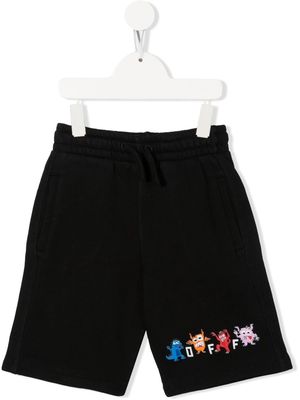 Off-White Kids Off Monsters jersey shorts - Black