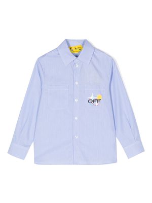 Off-White Kids Off Planets striped shirt - Blue