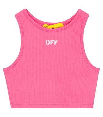 Off-White Kids Off Stamp ribbed crop top