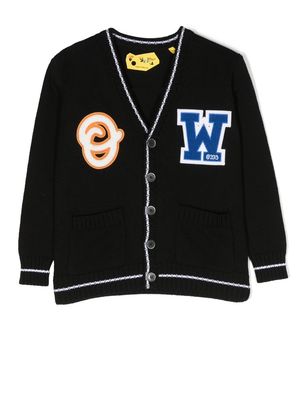 Off-White Kids OW Patch knitted cardigan - Black