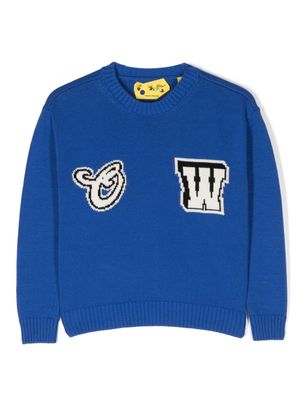 Off-White Kids OW-patch knitted jumper - Blue