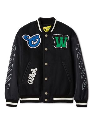 Off-White Kids OW patch varsity jacket - Black
