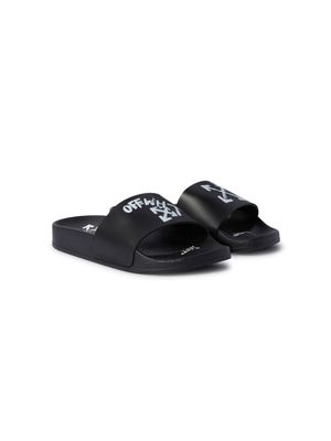 Off-White Kids Paint Script Arrows-motif slides - Black