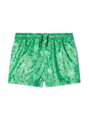 Off-White Kids paisley-print swim shorts - Green