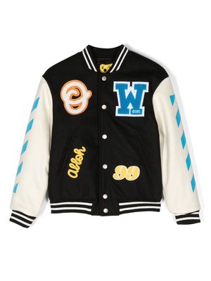 Off-White Kids patch-design sports jacket - Black