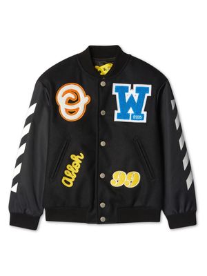 Off-White Kids patch-detail side-stripe bomber jacket - Black