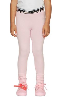 Off-White Kids Pink Logo Band Leggings
