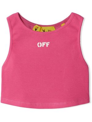 Off-White Kids ribbed logo-print vest top - Pink