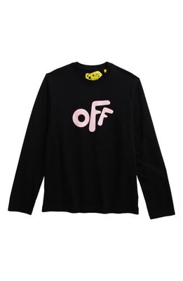 Off-White Kids' Rounded Logo Long Sleeve Graphic Tee in Black Pink