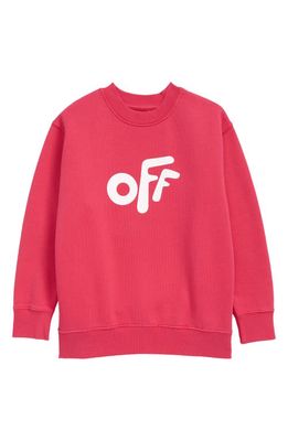 Off-White Kids' Rounded Off Logo Sweatshirt in Fuchsia White