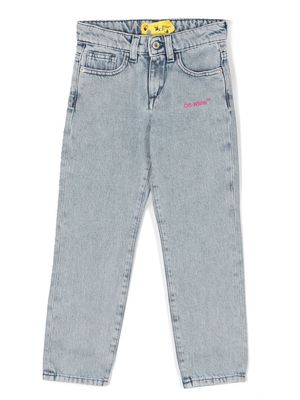 Off-White Kids signature Diag-stripe print jeans - Blue