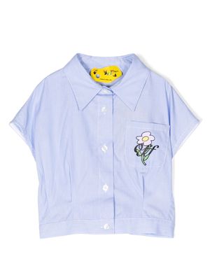 Off-White Kids striped embroidered shirt - Blue