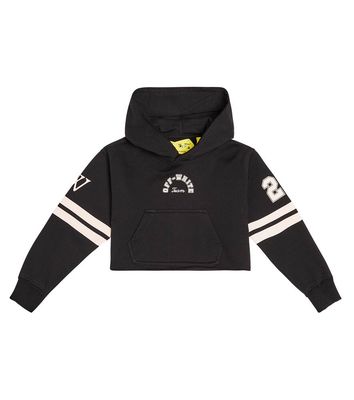 Off-White Kids Team 23 cropped cotton jersey hoodie