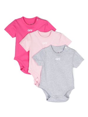 Off-White Kids three-pack logo-stamp body - Pink