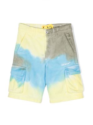 Off-White Kids tie-dye cotton cargo shorts - Yellow