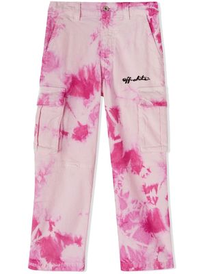 Off-White Kids tie dye-print cargo trousers - Pink