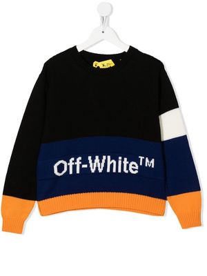 Off-White Kids virgin wool logo-embroidered jumper - Black