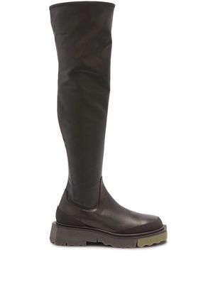 Off-White knee-length leather boots - Black