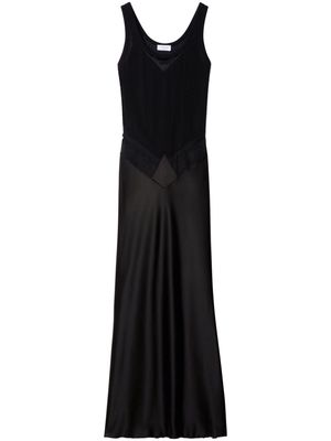 Off-White lace-panel satin maxi dress - Black