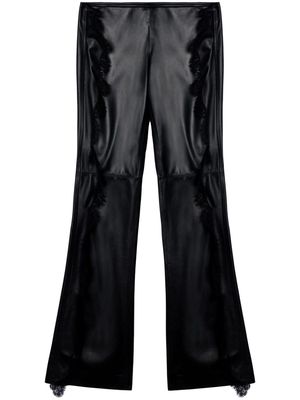 Off-White lace-trim leather trousers - Black