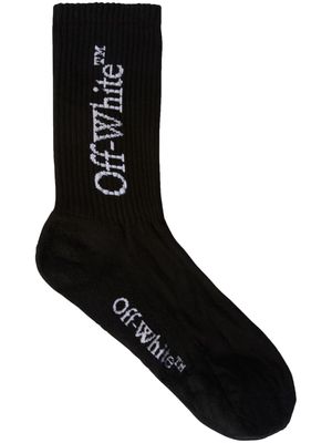 Off-White large logo-print cotton socks - Black