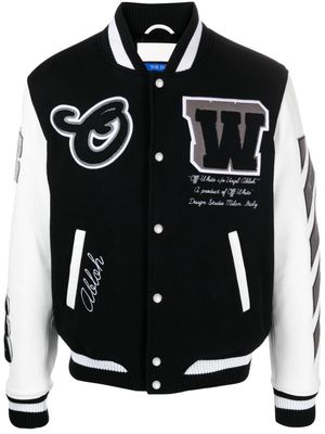 Off-White Lea appliqué varsity jacket - Black