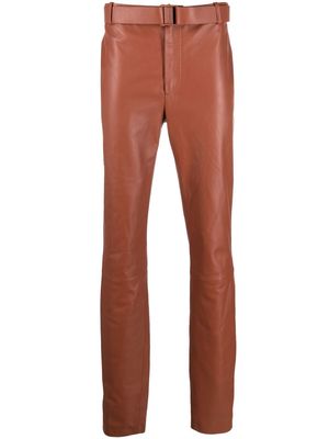 Off-White Lea buckled leather trousers - Brown