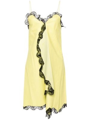 Off-White leather lace-detail dress - Yellow